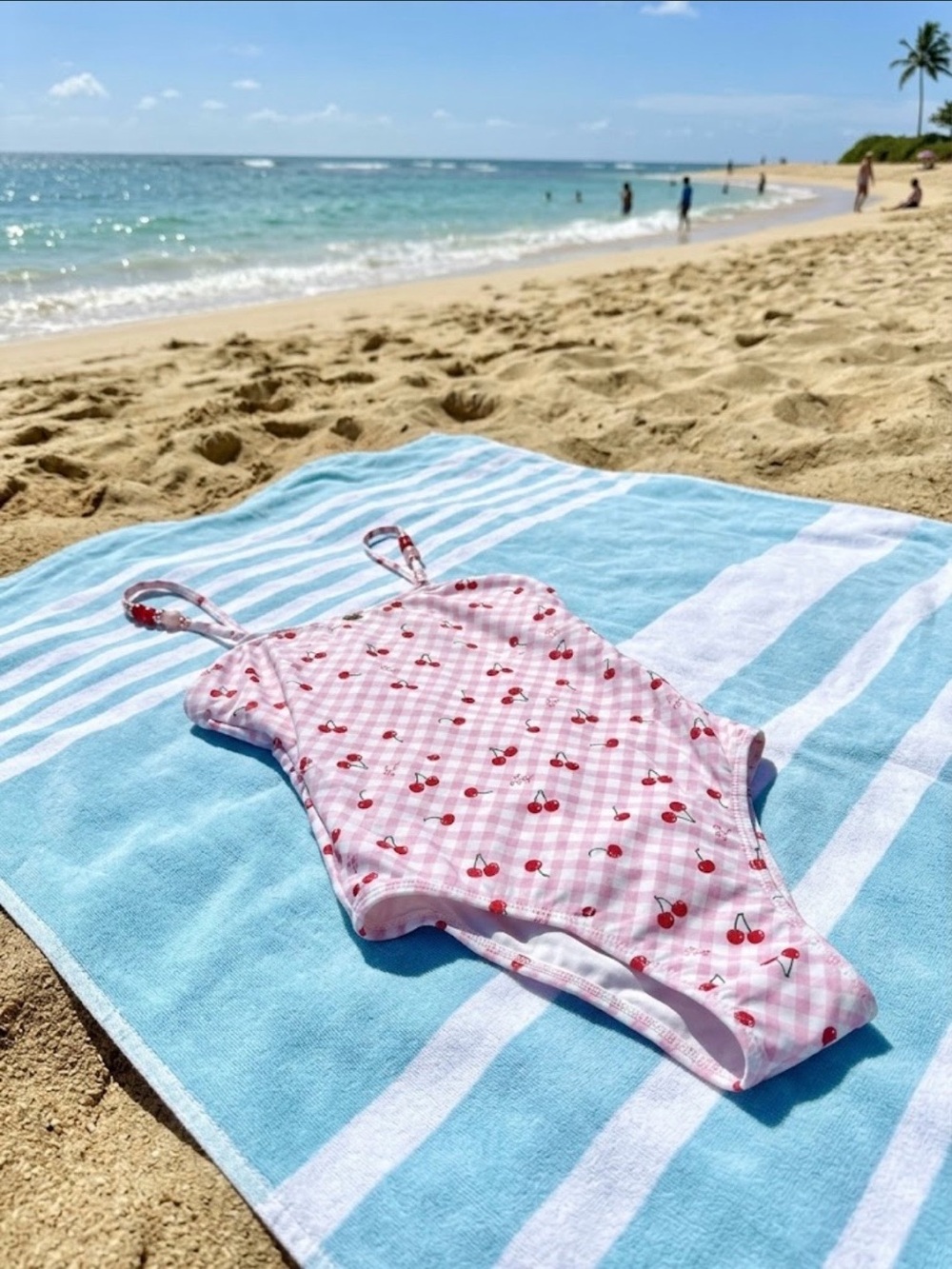 Brand New: Betsey Johnson Pink Gingham Cherry One-Piece Swimsuit